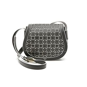 Tory Burch Fret-T Small Leather Saddle Bag